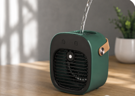 Mini ventilador con humificador portátil.